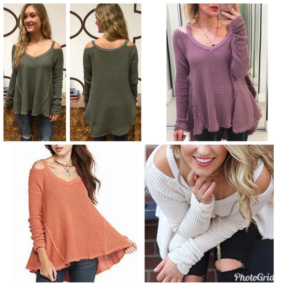 🔥XS,M🔥Free People Cold Shoulder Sweater - Picture 2 of 6